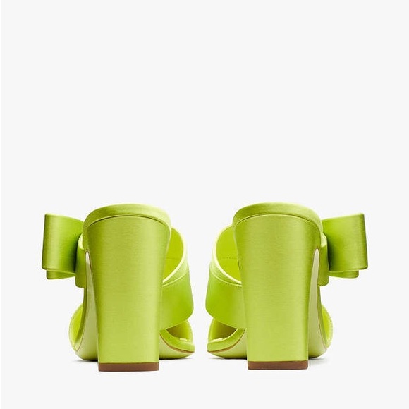 ♠️kate spade Bianca Satin Mules Heels, Bright Limeade Green NIB - Picture 5 of 6